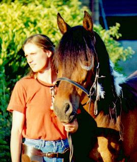 Reitlehrerin Annette und unser Pferd Luego