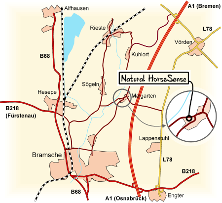 Lage des Reithofes Natural Horsesense